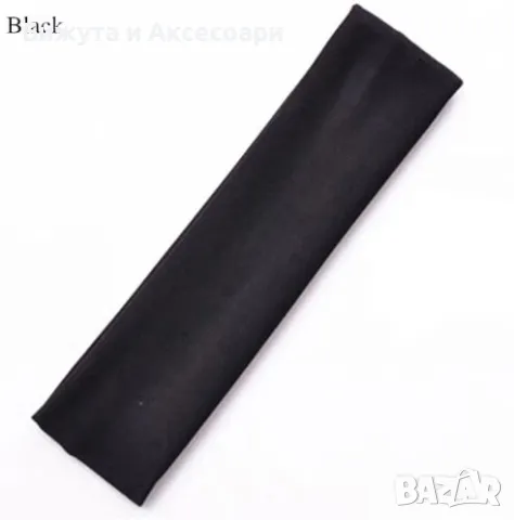 Лента тясна черна за глава от памучен еластичен плат.