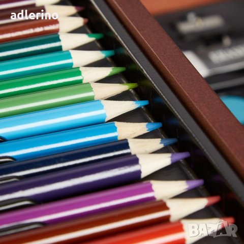 Луксозен куфар за рисуване, 73 части, изискан куфар за рисуване, комплект за рисуване в дървен куфар, снимка 8 - Рисуване и оцветяване - 34165393