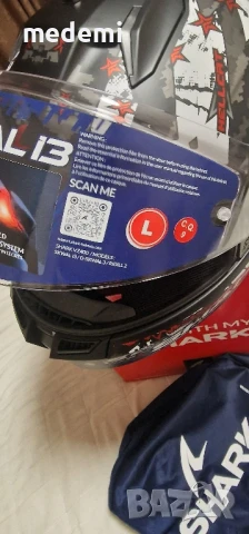 Shark Skwal i3 Hellcat Mat НОВА размер L, снимка 6 - Аксесоари и консумативи - 51392742