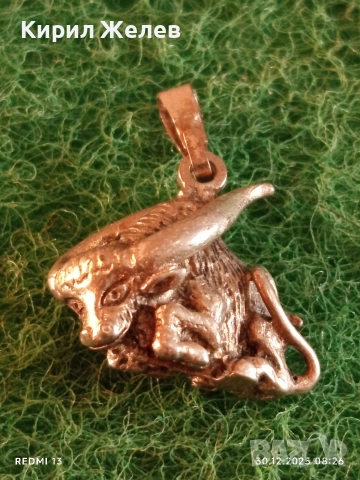 Зодия Телец сребърен медальон майсторска ръчна изработка 47799