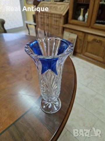 Страхотна антикварна немска ваза цветен кристал , снимка 5 - Антикварни и старинни предмети - 41307504