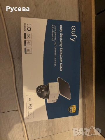 Външна камера за наблюдение Eufy Solocam S340, 360°, соларно захранване, 3K резолюция