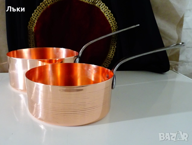 Медна тенджера,тиган,3 л. ,чиста червена мед. , снимка 9 - Антикварни и старинни предмети - 52595236