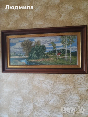 Гоблен,"Потока" 100/50,Пейзажи Вилер,уникален,ръчен., снимка 2 - Гоблени - 50583311