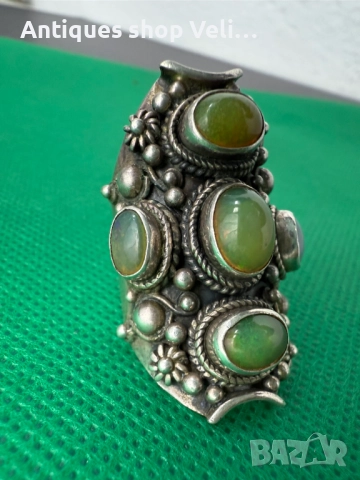 Сребърен пръстен с опали №7464 , снимка 3 - Антикварни и старинни предмети - 51987975