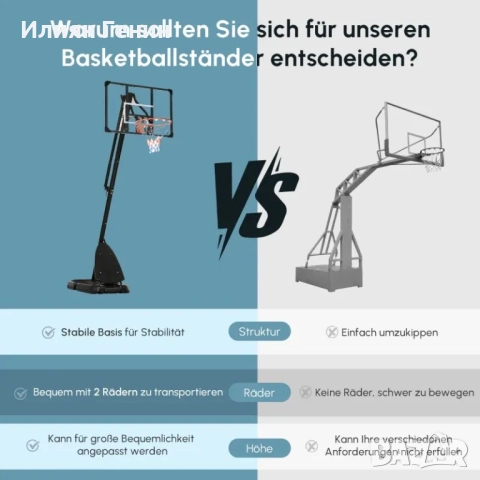 Баскетболна стойка SPORTNOW, регулируема височина на коша 2.3-2.9 м, снимка 7 - Баскетбол - 51674245