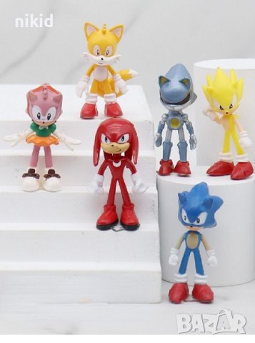 Соник Sonic 6 бр малки пластмасови играчки фигурки за игра и украса торта, снимка 1 - Фигурки - 41889353