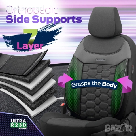 Луксозна тапицерия OTOM Carbon Design черна със сив шев – универсален комплект , снимка 5 - Аксесоари и консумативи - 53625242