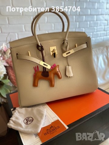 чанта Ермес Биркин 35см*Hermès Birkin 35 White Clemence Gold Hardware, снимка 3 - Чанти - 42638103