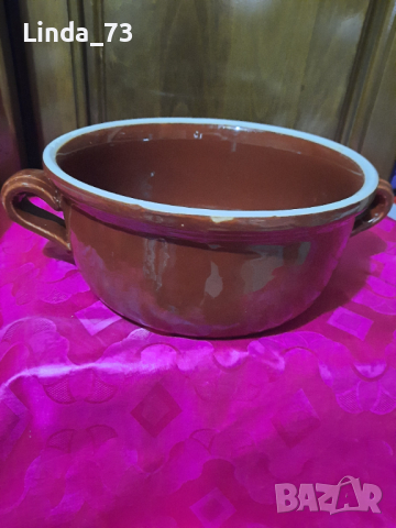 Голям глинен съд с две дръжки - без капак - Нов. Маркиран. Внос от Дания., снимка 1