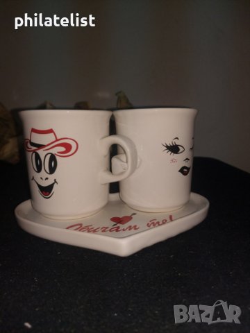 Комплект - чинийка с 2 чаши - ново