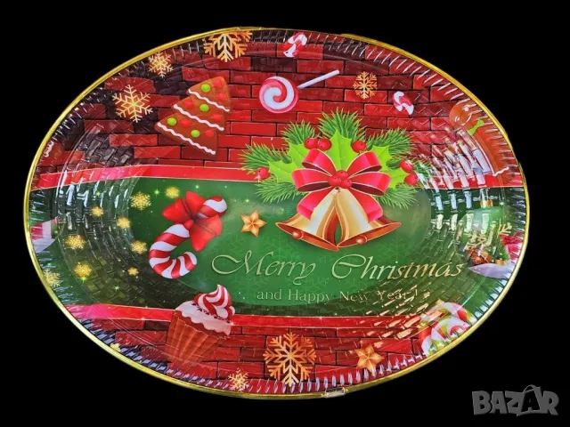 Пластмасова коледна чиния, плато , снимка 3 - Чинии - 48358603