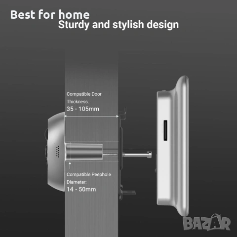  EZVIZ Smart шпионка за врата с камера, 4,3-инчов цветен сензорен екран , снимка 7 - Други - 53537409