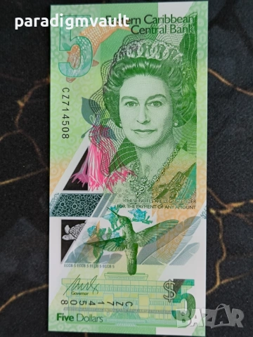 Банкнота - Източни Кариби - 5 долара UNC | 2021г., снимка 3 - Нумизматика и бонистика - 53836639