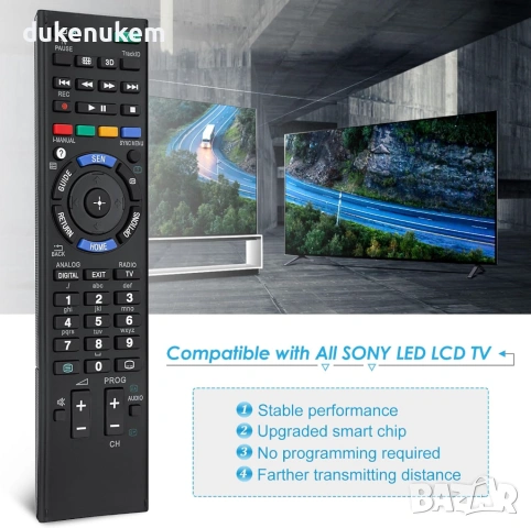 Дистанционно управление за Sony TV Bravia, 4K UHD, LED, LCD и Smart, снимка 2 - Дистанционни - 53043237