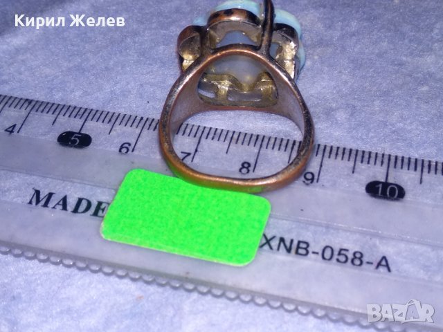 СТАР СКЪПОЦЕНЕН ВИНТИДЖ АРТ ПРЪСТЕН с КРАСИВО ШЛИФОВАН СИН ЛУНЕН КРИСТАЛ 36958, снимка 16 - Пръстени - 39723600