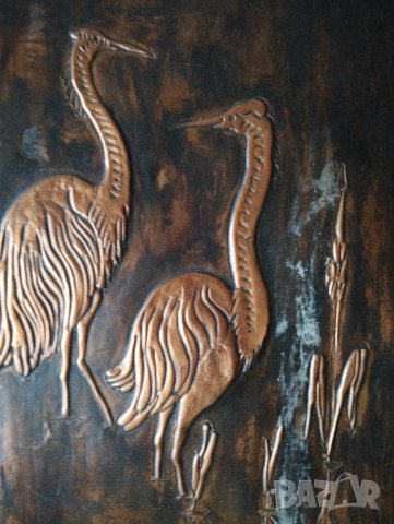 старо медно пано за стена-жерави, снимка 2 - Пана - 41932099