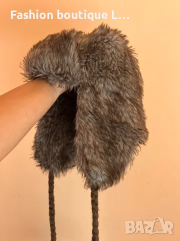 Голяма пухена зимна шапка в кафявата гама 🤎, снимка 4 - Шапки - 47929832