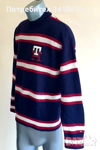 Tommy Hilfiger Monogram Oversize Wool / Mens Size XS / S  ОРИГИНАЛ! Мъжки Вълнен Пуловер!, снимка 9 - Пуловери - 52178704