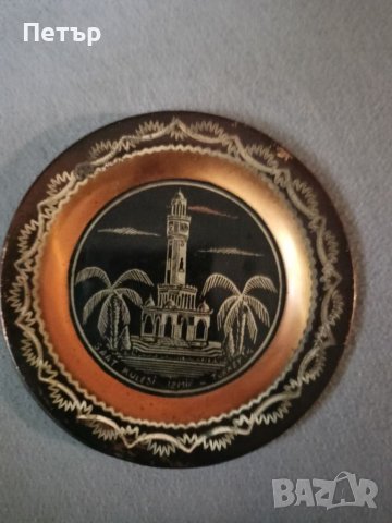 Медна чинийка за стена-сувенир Турция 1986 г., снимка 2 - Антикварни и старинни предмети - 41489061