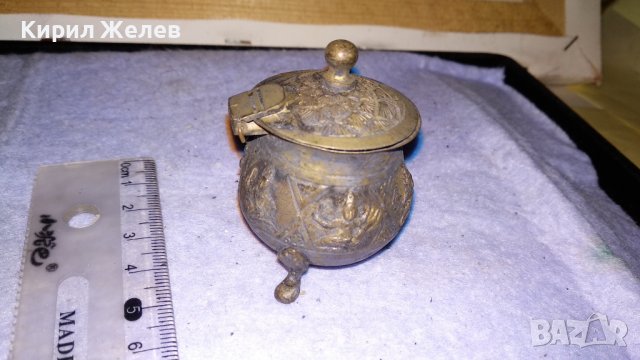 СТАРО БРОНЗОВО ТИБЕТСКО МИНИ - КОТЛЕ ОРНАМЕНТИРАНО КОЛЕКЦИОНЕРСКО РЯДКО РЪЧВА ИЗРАБОТКА 34163, снимка 7 - Колекции - 38904302