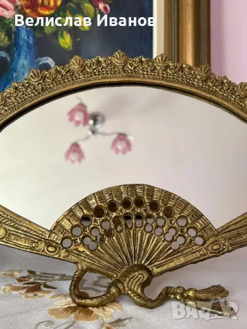 Антикварни бронзови огледала във формата на ветрила стил Наполеон III . Много редки и кресиви., снимка 2 - Антикварни и старинни предмети - 48484719