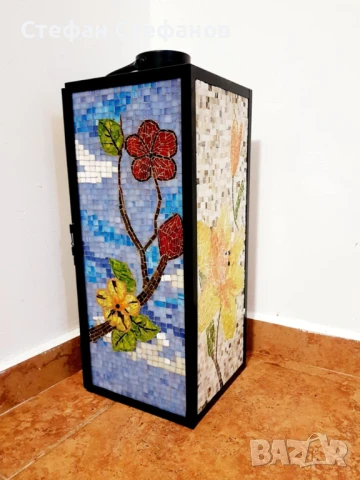 Градински фенер - флорална мозаечна декорация