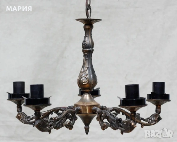 Страхотен метален винтидж полюлей , снимка 1 - Лампи за таван - 53690360