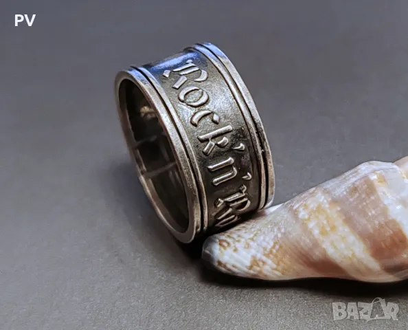 Сребърна халка Rock'n'Roll, снимка 2 - Пръстени - 50014433