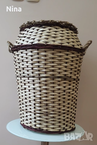 Плетен кош с капак за пране, снимка 2 - Други стоки за дома - 53495295