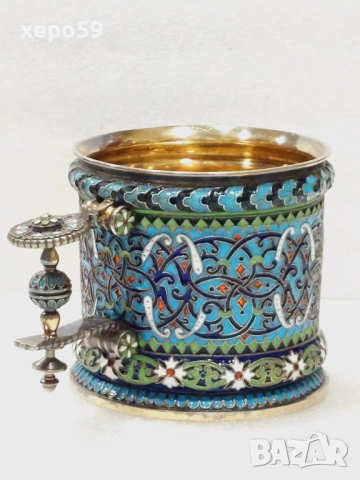 RRR. Сребърен 88 подстакан,изработен от руски ювелир( И.П.Хлебников поставчик императорского двора)