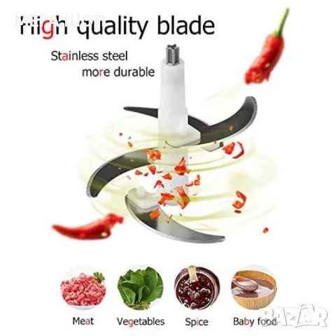 Професионален чопър  машина за мелене " 3 ЛИТРА" ! МЕТАЛНА КУПА, снимка 8 - Чопъри и пасатори - 49972851