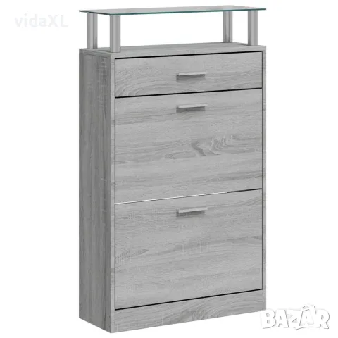 vidaXL Шкаф за обувки, сив сонома, 63x24x104 см, инженерно дърво