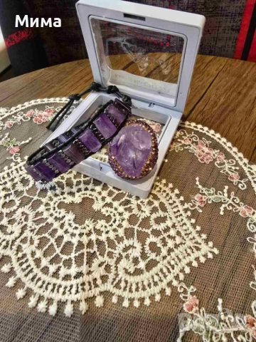 Гривна и пръстен с аметист, снимка 2 - Пръстени - 53128718
