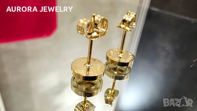 CARTIER Love Gold Stud Дамски Обеци, снимка 7 - Обеци - 56307518