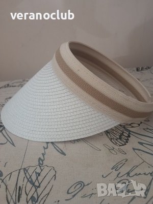 Бяла дамска лятна козирка, снимка 3 - Шапки - 41701751