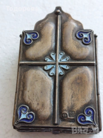 Лот сребърни икони,Царска Русия''сребърна,сребро 84 икона св.Николай Чудотворец/гилеше емайл, снимка 15 - Икони - 51951215