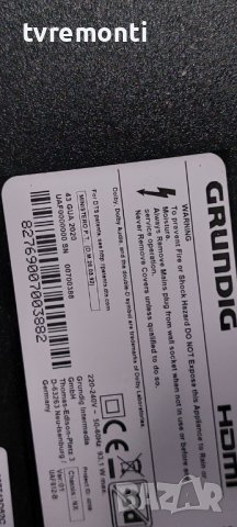 MAIN BOARD ZG2190R-3 for, Grundig 43 GUA 2020 DISPLAY 057T43D52C, снимка 7 - Части и Платки - 38772699
