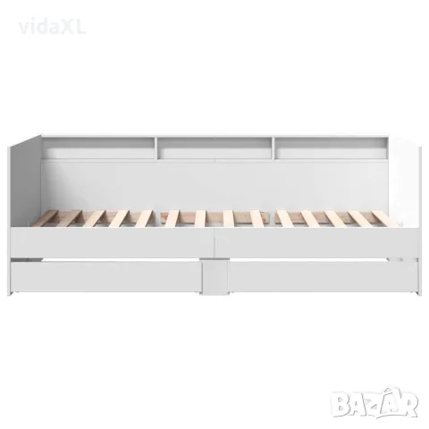vidaXL Дневно легло с чекмеджета, без матрак, бял, 100x200 см, снимка 4 - Спални и легла - 56146809