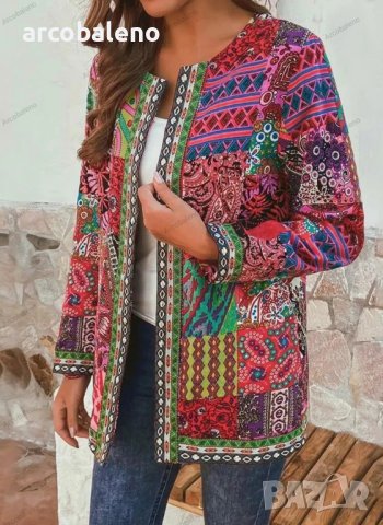 Дамско ежедневно свободно яке (жилетка) с дълъг ръкав и щампа, 2цвята  , снимка 3 - Якета - 42081481