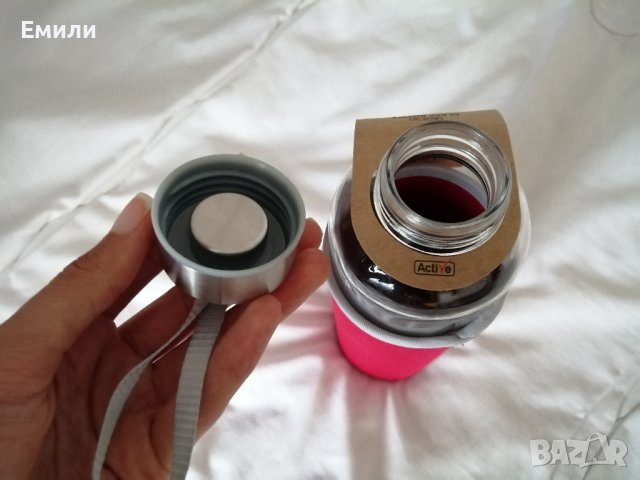 Стъклена бутилка за вода с червен термокалъф Brio Active 650 мл, снимка 9 - Други стоки за дома - 41484536