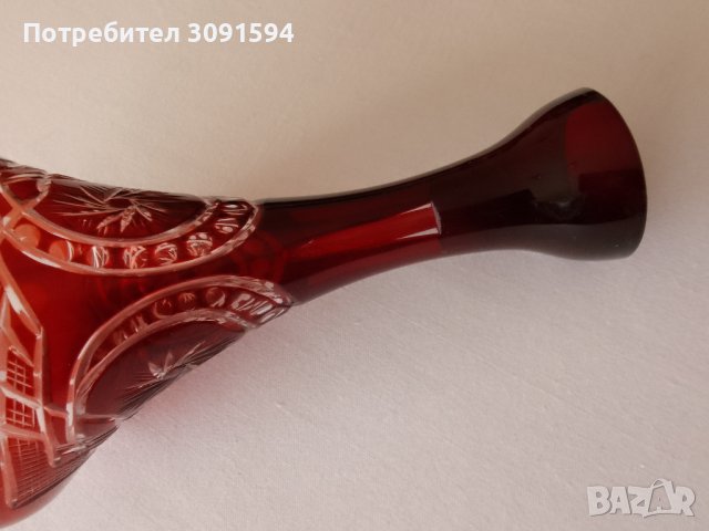 Кристална гарафа,Ваза цветен червен кристал, снимка 7 - Антикварни и старинни предмети - 42251736