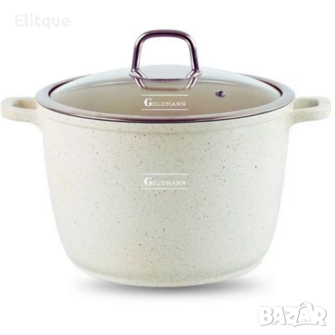 Дълбока тенджера Goldmann GM-0624B с мраморно покритие, 24 см, 6.2 л, индукция, снимка 4 - Съдове за готвене - 53046037