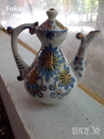 Невероятен стар руски чайник порцелан позлата кобалт, снимка 2 - Антикварни и старинни предмети - 53426869