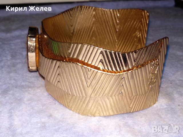 ЕФЕКТНА ПОЗЛАТЕНА РЕГУЛИРУЕМА ВИНТИДЖ АРТ ГРИВНА от БЛАГОРОДНА СТОМАНА с ПОЛИРАН КРИСТАЛ 10985, снимка 10 - Гривни - 41101251