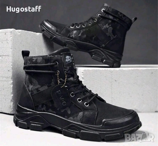 Нови мъжки кубинки черни камуфлажни непромокаеми ботуши тактически обувки 44/45, снимка 7 - Маратонки - 53154636