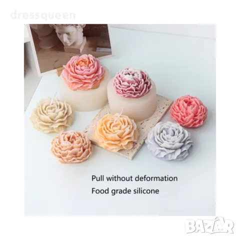 4311 Силиконова форма с дизайн на цвете божур, снимка 4 - Форми - 48905549