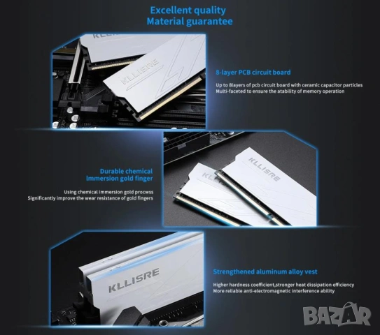 Desktop RAM 16GB DDR4 2666MHz Десктоп Компютърна Памет с Охладител Intel/AMD 288-pins Dual Channel, снимка 7 - RAM памет - 48321825