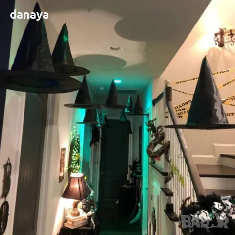 5215 Черна вещерска шапка Halloween парти аксесоар, снимка 6 - Други - 47276495