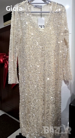 ZARA елегантна рокля с пайети – нова
